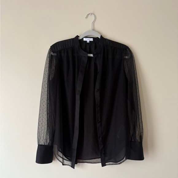 Equipment Black Sheer Sleeve Blouse Small - Picture 4 of 9